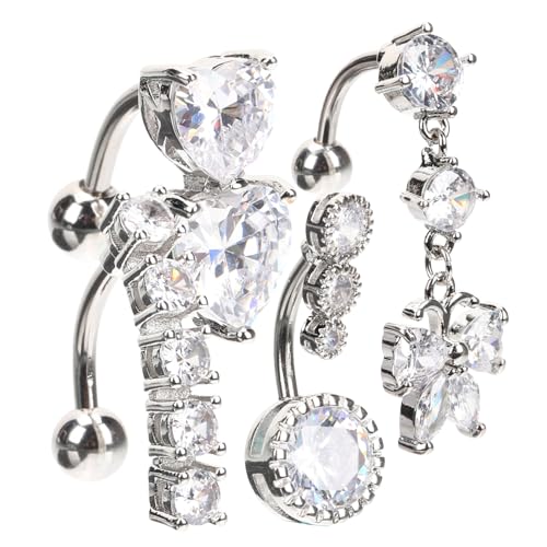 VALICLUD 4Stücke Bauchringe für Frauen Nabelpiercing Schmuck mit Komfortabler Nabelring für Sommer Strand Schwimmen von VALICLUD