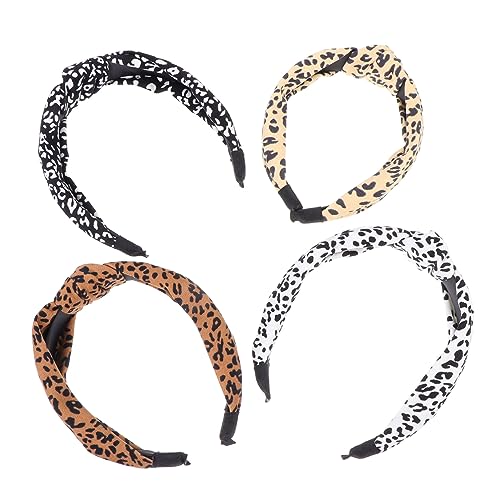 VALICLUD 4stücke Stirnband Mit Leopardenmuster Für Damen Weiches Tuch-haarband Kopfschmuck Für Mädchen Und Frauen Breites Stirnband Mit Schleife-design von VALICLUD