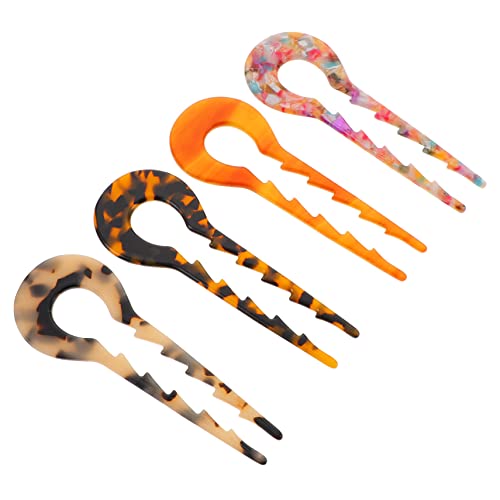 VALICLUD 4stücke Teiliges U-förmiger Haarnadeln Acetat Für Damen Rutschfeste Haarstäbe Kaffee Schildpatt Und Gemustert Haaraccessoires Für Hochzeiten Partys Und Alltag von VALICLUD