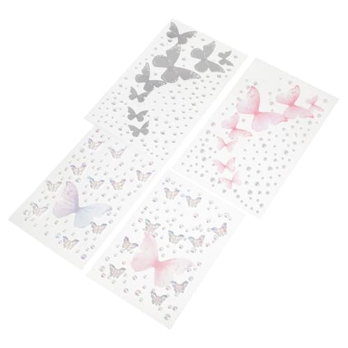 VALICLUD 4blätter Nagelperlen Selbstklebende Gesichtsaufkleber Edelstein-gesichtsjuwelen Nagel-accessoires Für Diy-make-up Strasssteine Augen-make-up-aufkleber Gesichtsaufkleber-juwelen von VALICLUD