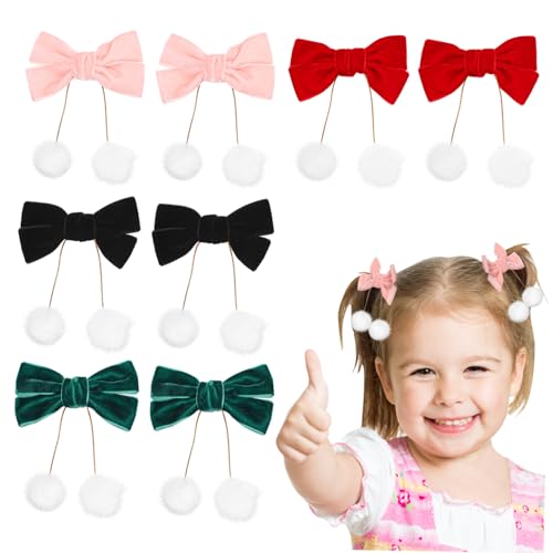 VALICLUD 4paare Samt Haarschleifen Für Mädchen Weihnachten Haarspangen Quastendesign Leicht Und Angenehm Zu Tragen Vielseitig Einsetzbar von VALICLUD