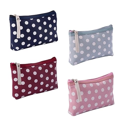 VALICLUD 4stücke Canvas Kosmetiktasche Mit Reißverschluss Kleine Reise-schminktasche Canvas-geldbörse Punkte-Muster Zum Verstauen Von Sonnenbrillen Und Künstlerbedarf Leicht Und Kompakt von VALICLUD