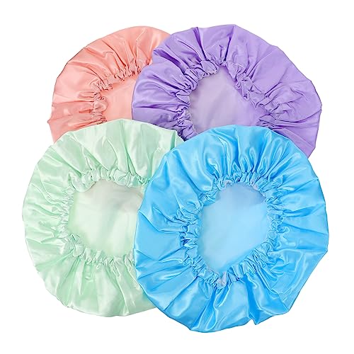 VALICLUD 4stücke Duschkappe Für Damen Mit Langem Und Dickem Haar Mehrzweck-haarpflegekappen Aus Hochwertigem Eva Und Satin-material in Verschiedenen Farben Passend Für von VALICLUD