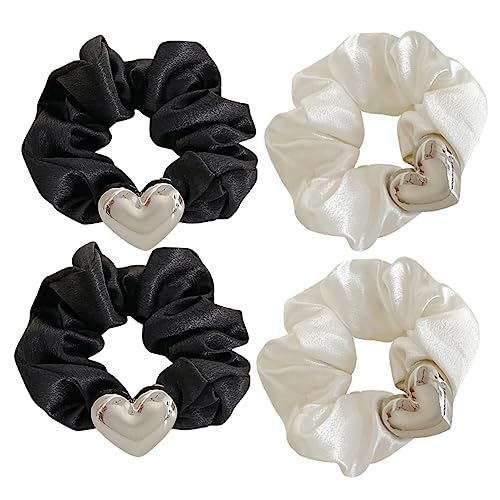 VALICLUD 4stücke Elastische Pferdeschwanzhalter Haargummis Für Damen Und Mädchen Satin-haarseile Als Haarschmuck Für Lockiges Und Leichtes Loose Haar Vielseitig Tragbar Und Praktisch von VALICLUD