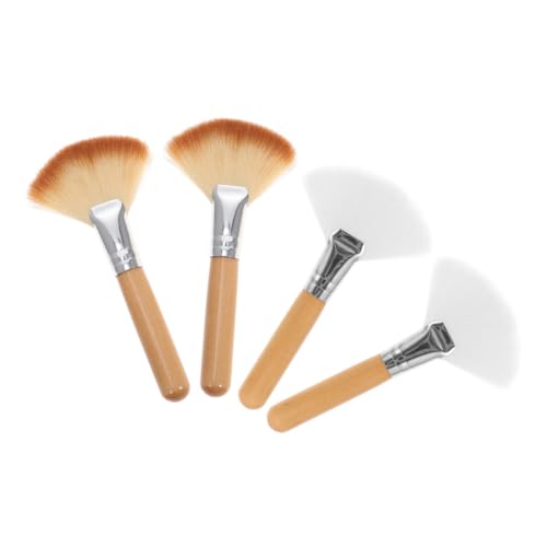 VALICLUD 4stücke Puder-make-up-pinsel Aus Naturholz Mit Weichen Borsten Für Highlighter Make-up Fächerförmig Für Schnelles Auftragen Mehrzweck-make-up Für Damen von VALICLUD