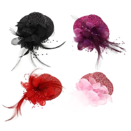 VALICLUD 4stücke Fascinator Haarspange Haarnadel Steampunk Hut Für Frauen Mesh Garn Fascinator Cosplay Haar Clips Billycock Haaraccessoire von VALICLUD