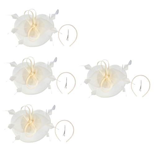 VALICLUD 4stücke Gauze Fascinator Hut Für Damen Stirnband Für Hochzeiten Und Teepartys Romantisches Design Mit Kunstfedern Und Blumen Für Festliche Anlässe von VALICLUD