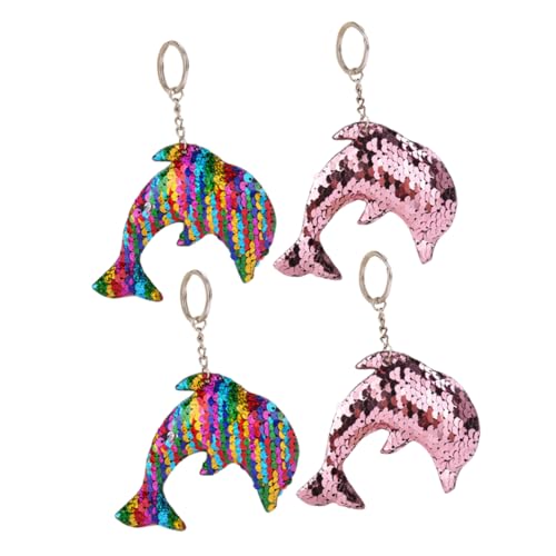 VALICLUD 4stücke Kreative Pailletten-Delfin Schlüsselanhänger Und Bunten Farben Dekorative Schlüsselringe Für Taschen Autoschlüssel Und Zu Jedem Anlass von VALICLUD