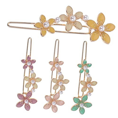 VALICLUD 4stücke Perle Blume Haarspangen Dekorative Haarnadeln Blumenhaarnadeln Metall Haarschmuck Für Damen Kleine Seitliche Zum Stylen von VALICLUD