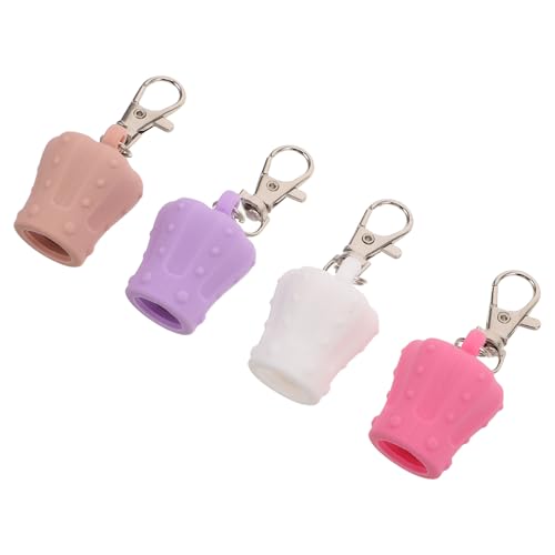 VALICLUD 4stücke Lipgloss-abdeckung Mit Metallclip Schlüsselanhänger Für Lipgloss Tragbarer Mit Ersatzdeckel Aus Silikon Geeignet Für Handtasche Rucksack Und Geldbörse von VALICLUD
