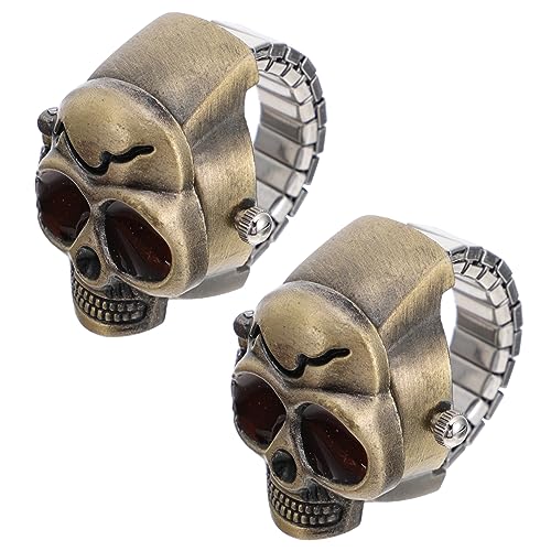 VALICLUD 4stücke Skull Finger Uhren Kreative Ringuhren Mit Klappbarem Gehäuse Für Damen Und Herren Retro Ghost Design Für Alltag Und Besondere Anlässe von VALICLUD