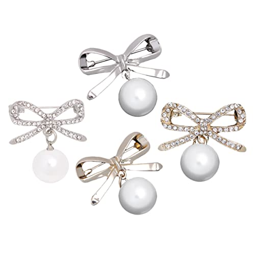 VALICLUD 4stücke Teiliges Broschen Mit Schleifen-design Langlebige Legierung Elegante Kleidungsaccessoires Für Schals Hemden Mäntel Taschen Und Hüte Verziert Mit Strass Und Kunstperlen von VALICLUD