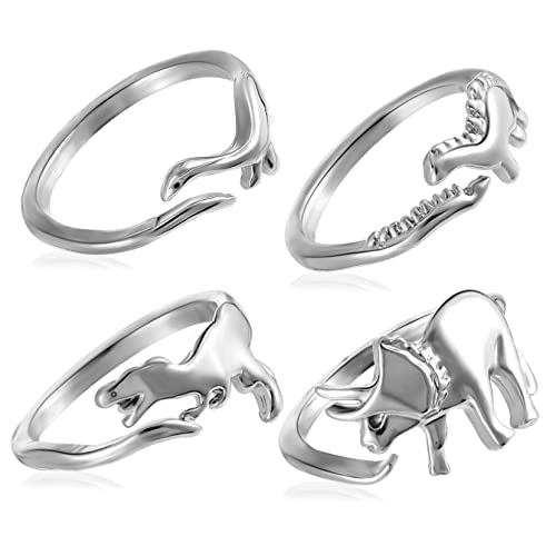 VALICLUD 4stücke Teiliges Dinosaurier Ringe Für Frauen Verstellbare Finger Ringe Für Erwachsene Und Teenager Einzigartiges Design Für Alltag Und Besondere Anlässe von VALICLUD