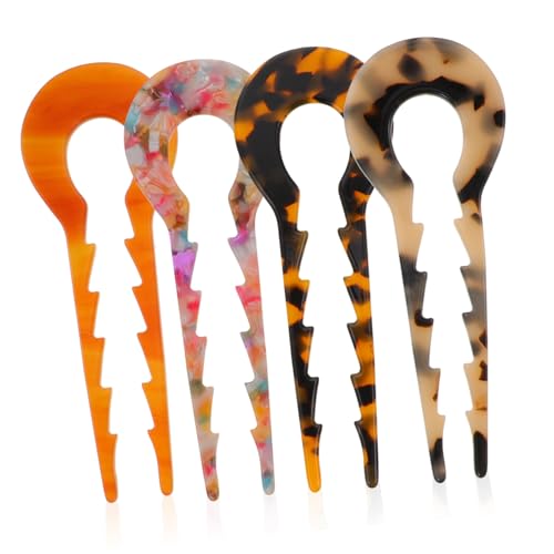 VALICLUD 4stücke Teiliges U-förmige Haarnadeln Acetat Für Damen Rutschfeste Haargabel Für Hochsteckfrisuren Farben Kaffee Beige Schildpatt Eleganter Haarschmuck Für Besondere Anlässe von VALICLUD
