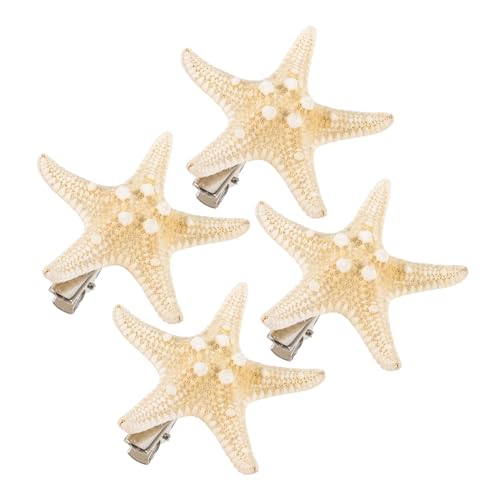 VALICLUD 4stücke Seestern Haarspange Fünfzackige Stern Haarnadel Strand Haarschmuck Für Frauen Mädchen Haarspangen Mit Natürlichen Seesternen Haaraccessoires Für Party Hochzeit Geburtstag von VALICLUD