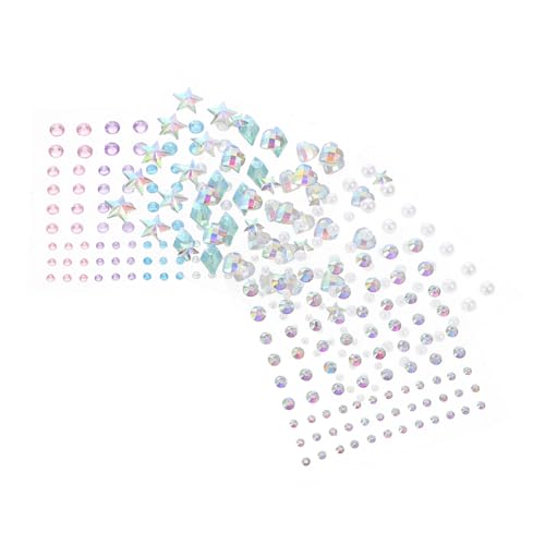 VALICLUD 5 Blätter Selbstklebende Dekosteine Aufkleber Gesichtsschmuck Perlen Strasssteine für Ohren Stirn Wangen Party Makeup Halloween Weihnachten von VALICLUD