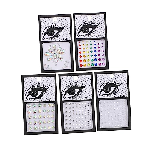 VALICLUD 5 Blätter Selbstklebende Edelsteine für Make Up Augen Juwelen für Festivals Halloween und Partys Strass Aufkleber für Gesicht und Körper von VALICLUD