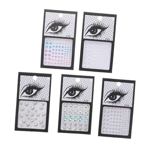 VALICLUD 5 Blätter Selbstklebende Wasserstrahl Nagelsteine Gesichtsschmuck Strasssteine Mix mit Perlen und Sternen für Mädchen Festival Make Up Nail Art Sticker von VALICLUD