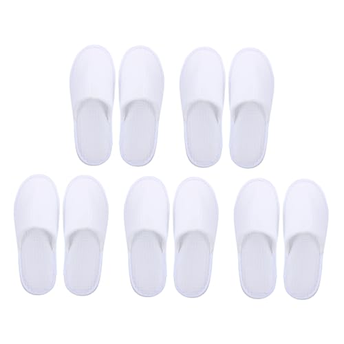 VALICLUD 5 Paare Baumwoll Hausschuhe Unisex Weiche Indoor Slipper mit Rutschfester Sohle Atmungsaktive Gästehausschuhe für Hotel Spa Party und Reise Bequeme Komfort Pantoffeln von VALICLUD