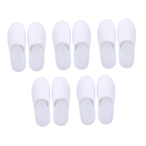 VALICLUD 5 Paare Baumwoll Hausschuhe für Damen und Herren Rutschfest Leicht und als Reise und Gästepantoffeln Tragbar für Hotel Spa und Zuhause Stilvolle Mischung von VALICLUD