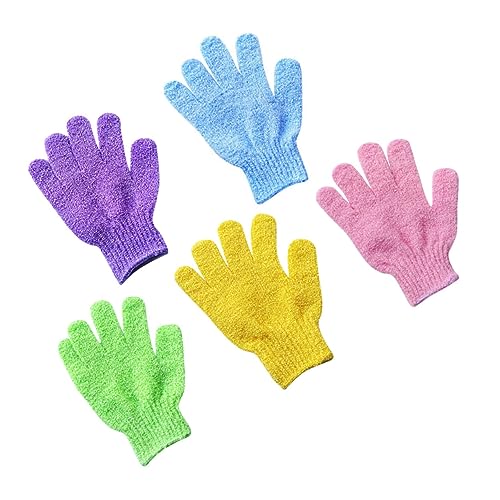 VALICLUD 5 Paare Exfolierende Badehandschuhe Fünf Finger Körperpeeling Handschuhe für Dusche Sauna und Spa für Männer und Waschhandschuhe für Sanfte Hautpflege von VALICLUD