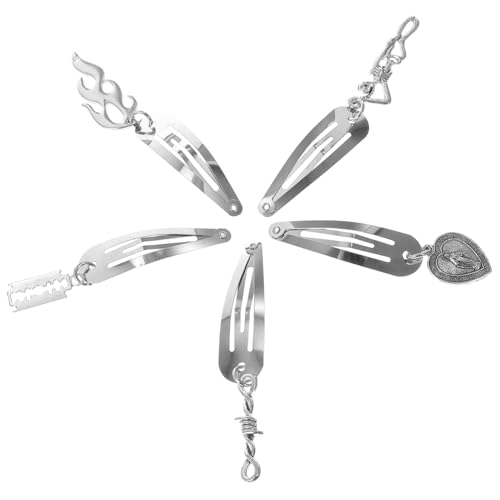 VALICLUD 5 Paare Gothic Haarspangen Metall Snap Clips Vintage Haarschmuck mit Messer Kralle Herz Flamme Design für Halloween Cosplay Party von VALICLUD