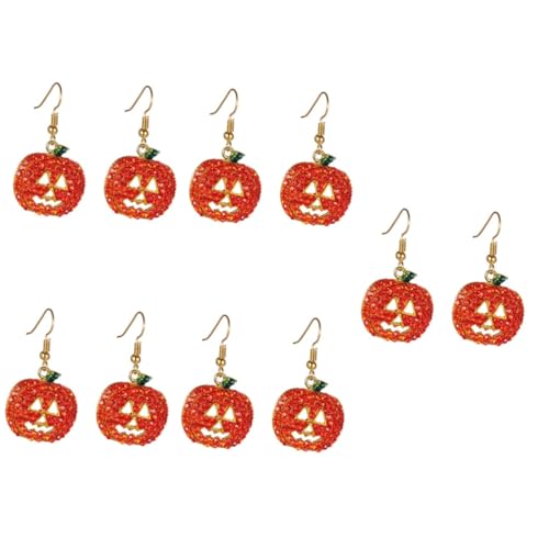 VALICLUD 5 Paare Halloween Kürbis Ohrhänger mit Kristallbesatz Handgefertigte Dangle Ohrringe Halloween Schmuckaccessoires Auffälliger Ohrschmuck für Damen Perfektes Party und Kostümzubehör von VALICLUD