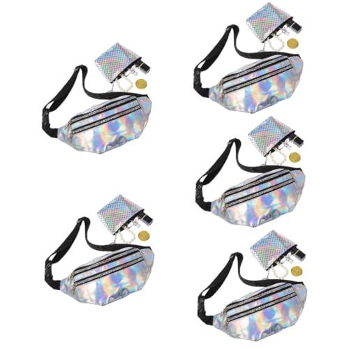 VALICLUD 5 Sätze Damen Hüfttasche Verstellbarer Gürtel Bauchtasche mit Fischschuppen Münztasche Wasserabweisend für Sport Reisen Joggen Wandern und Festivals von VALICLUD
