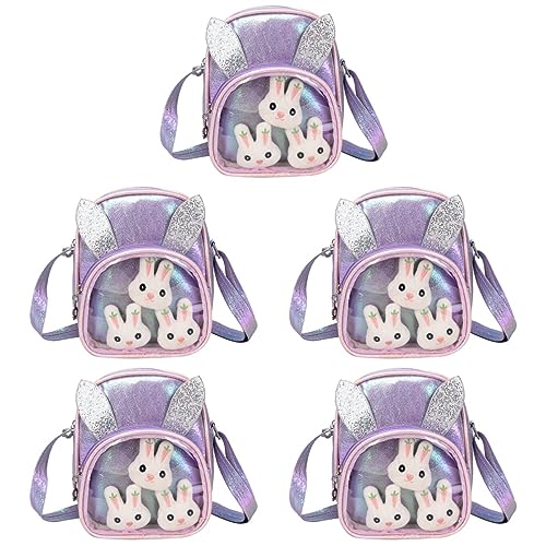 VALICLUD 5st Schultertaschen Mini-Crossbody-Handy-geldbörse Einkaufstasche Mini-Crossbody-handytaschen Stylische Kindertasche Kleine Umhängetasche Mädchen Violett Handtasche Pu-Leder von VALICLUD