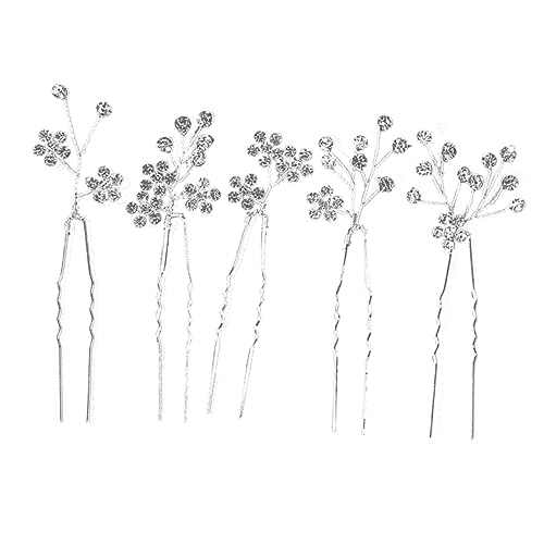 VALICLUD 5 Stück Blumenhaarnadel Sei Strasshaarstifte Brautjungfer Hochzeit Haarspange Haarzubehör Für Frauen Geformt Korsage Heiraten Mädchen Funkelnd Silber Strasssteine von VALICLUD