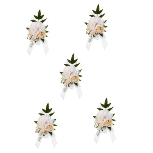 VALICLUD 5 Stück Braut Und Brautjungfer Hochzeit Schulter Künstliche Rose Band Corsage Abschlussball Brautjungfer Kleid Dekorative Blume Weiß + Rosen Fete Faux Schulter Corsage von VALICLUD