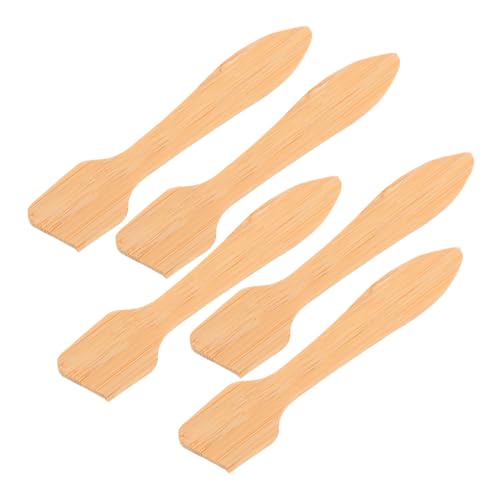 VALICLUD 5 Stück Gesichtsmaskenspatel Mini-Make-up-Löffel Mini-Make-up-Spatel Make-up-Spatel Mini winzige Spatel für Kosmetika Gesichtsmaske Mischwerkzeug Lippenspatel hölzern Light Brown von VALICLUD