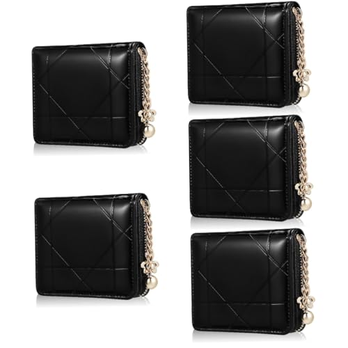 VALICLUD 5stücke Damen Geldbörse Mit Münzfach Handlicher Kartenhalter Aus Leder Eleganter Schwarzer Kartenetui Mit Reißverschluss Praktischer Kreditkartenhalter Für Frauen Stilvolles von VALICLUD
