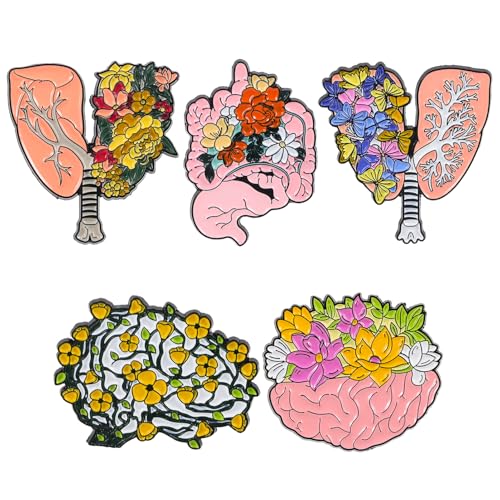 VALICLUD 5 Stück Metall Broschen Anstecknadeln in Organdesign für Damen und Herren Dekorative Anstecker für Mützen Schals Kleidung Taschen und Anzüge Langlebiges Legierungsmaterial von VALICLUD