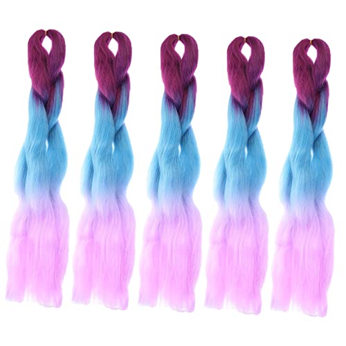 VALICLUD 5stücke Flechthaarverlängerungen Ombre Farbverlauf Kunsthaar Zöpfe Für Damen Und Mädchen Haar Extensions Zum Stylen von VALICLUD