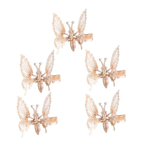 VALICLUD 5 Stück Schmetterlings-Haarspange Kleine Mädchenhaarklammern Haarzubehör Kopfschmuck mit Modellierung haarschmuck Kopfschmuck für Mädchen Kreative Haarklammern Legierung Golden von VALICLUD