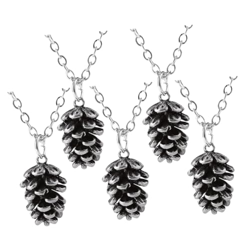 VALICLUD 5 Stück Stilvolle Damen Halsketten mit Silberfarbenem Pinienzapfen Anhänger Weihnachtsdekoration Langlebige Kreatives Design für Festliche Outfits von VALICLUD