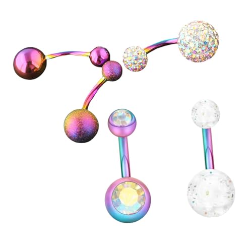 VALICLUD 5 Stück Teiliges Bauchnabelpiercing aus Edelstahl Bunte Körperpiercingschmuck Nägel Bauchnabelschmuck für Damen Langlebig und Vielseitig für Party und Alltag von VALICLUD