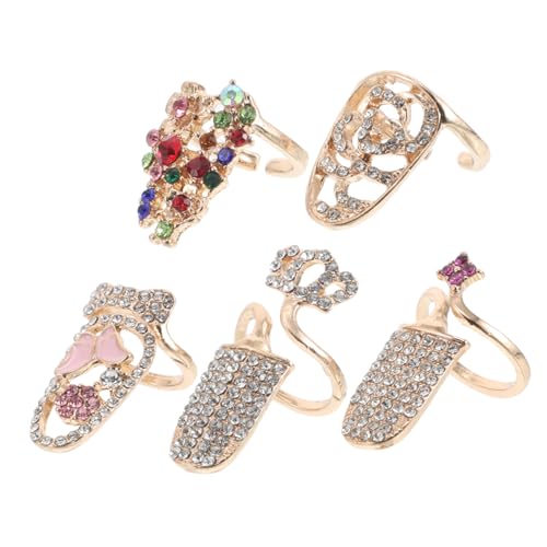 VALICLUD 5 Stück Teiliges Damen Fingernagelring Funkelnden Strasssteinen Verstellbare Offene Ringe Elegantes Hohl schmetterlingsdesign Langlebiges Material Modischer Fingerspitzen schmuck von VALICLUD