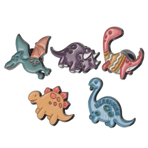 VALICLUD 5 Stück Teiliges Dinosaurier Emaille Anstecknadel Bunte Broschen mit Sicherheitsnadel Modische Lapel Pins für Damen und Mädchen Einfach zu Befestigen Vielseitige Kleidung Deko von VALICLUD