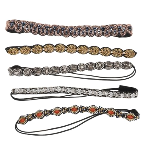 VALICLUD 5 Stück Teiliges Elastisches Damen Haarband mit Funkelnden Strasssteinen und Perlenbesatz Dehnbares Leichtes Schmuck-haarband für Party Hochzeit und Alltag Komfortabel und von VALICLUD
