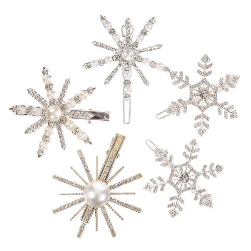 VALICLUD 5 Stück Teiliges Glitzernde Schneeflocken Haarklammern mit Strassverzierung Zarte Haarspangen für Damen und Mädchen Leichter Haarschmuck für Festliche Anlässe und Alltag Farblich von VALICLUD