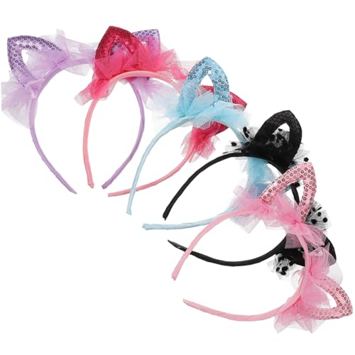 VALICLUD 5 Stück Teiliges Haarreif mit Glitzernden Spitzen Katzenohren Schimmerndes Haarschmuck Accessoire für Mädchen für Party Halloween Karneval und Bühnenauftritte Zufällige Farbe von VALICLUD