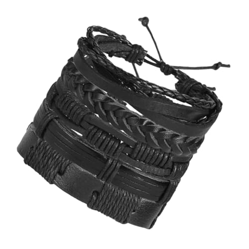 VALICLUD 5 Stück Teiliges Herren Lederarmband Verstellbar Geflochten Retro Stil Modisches Armband für Kreative Handdekoration und Lässigen Look von VALICLUD