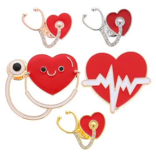 VALICLUD 5 Stück Teiliges Herzförmiges Anstecknadel Arzt Krankenschwester Zubehör Zinklegierung Dekor Charm für Kleidung Tasche Hut Medizinisches für Ärzte und Pflegepersonal von VALICLUD