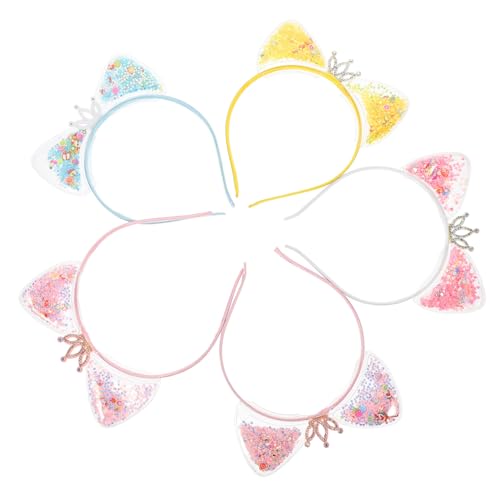 VALICLUD 5 Stück Teiliges Katzenohren Haarband Funkelnde Quicksand Partyzubehör Bequemes Stirnband für Cosplay Geburtstag Weihnachtsfeier und Fotografie Zufällige Farbe Zufällige Farbe von VALICLUD