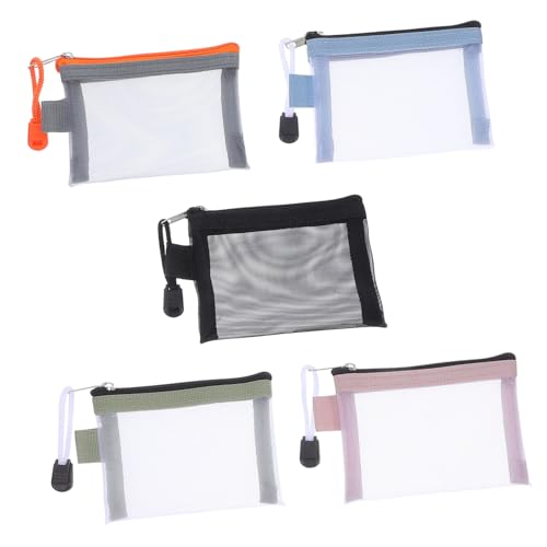 VALICLUD 5stücke Mini-netzbeutel Mit Reißverschluss Kompakte Reiseorganizer Make-up-aufbewahrungstaschen Kleine Kosmetiktaschen Für Damen von VALICLUD