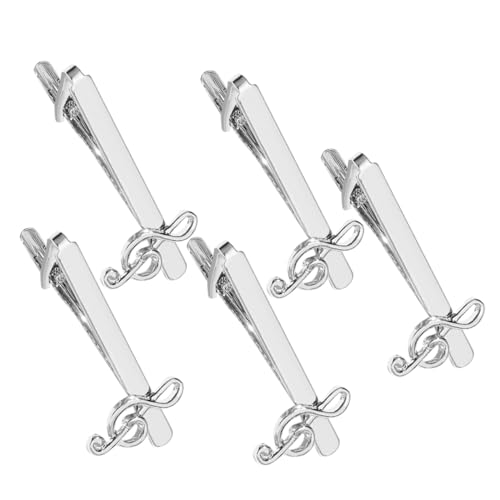 VALICLUD 5stücke Krawattenklammern Für Männer Aus Metall Einzigartig Mit Musiknote-design Für Herrenhemden Business Meetings Und Bankette Dekorativ Und Haltbar von VALICLUD