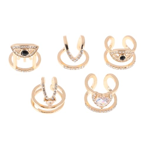 VALICLUD 5 Stück Teiliges Nagelfingerschmuck Set Verstellbare Fingernagelringe Damen Mädchen Nagelkunst Accessoires Vielseitig Kombinierbar für Maniküre Looks von VALICLUD