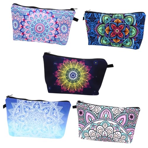 VALICLUD 5 Stück Teiliges Tragbares Kosmetiktaschen mit Blumenmuster Leichtes Material Große Kapazität für Make Up und Reiseutensilien Vielseitig für Damen und Mädchen Geeignet von VALICLUD